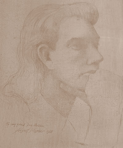 Sketch of Daniel Thomas Moran by August Mosca. Circa 1993. Sketch of Daniel Thomas Moran by August Mosca. Circa 1993.